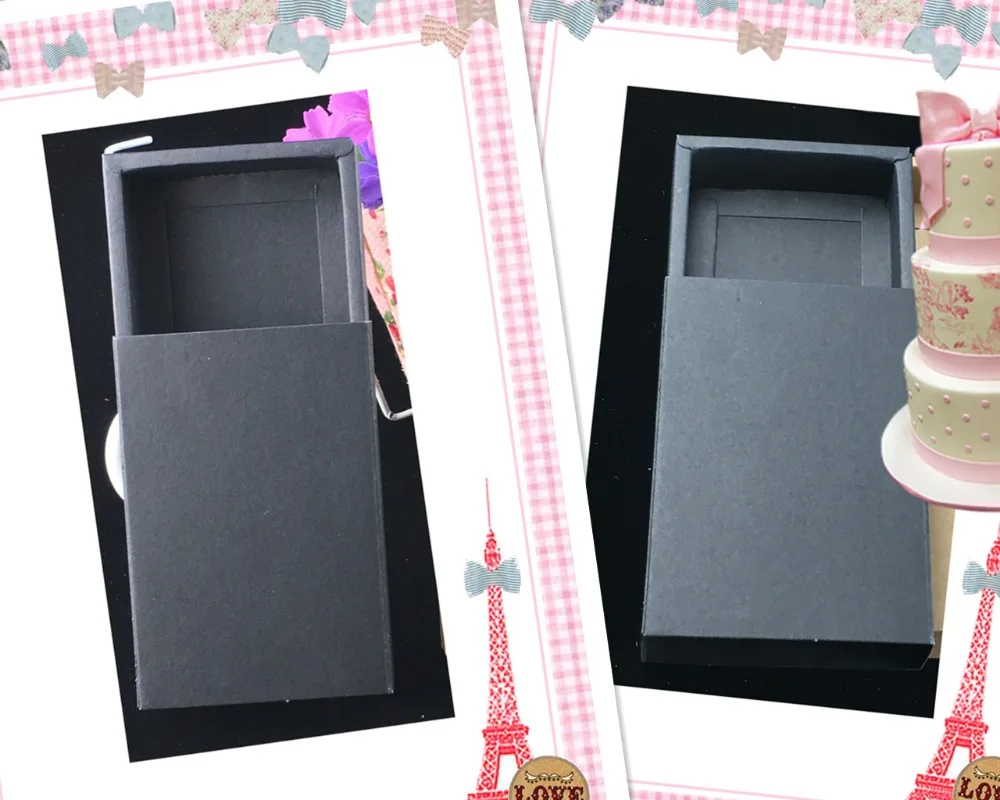 

50PCS/Lot Black Darawer Box Paper Carrying Cases Blank Gift boxes Drawer Box Gift Craft Power Bank Packaging Cardboard Boxes