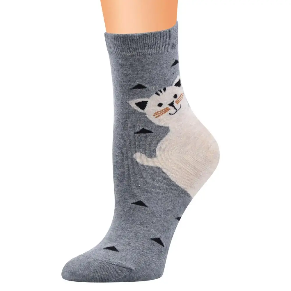 Newly Women Fashion Ankle Socks Kawaii Cartoon Cat Cotton Socks For Female Girl Lovely Cartoon Meias Sokken Cute Footwear - Цвет: 1