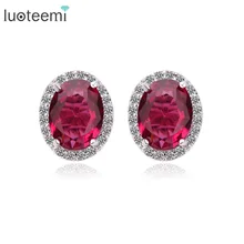 LUOTEEMI, весна, корейский стиль, форма яйца, идеальная огранка, высокое качество, AAA серьги с цирконием кубической огранки для женщин, ювелирные изделия