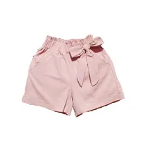 Летние шорты детские повседневные однотонные белые штаны Подростковая школьная одежда для девочек Популярные пляжные брюки детские шорты с бантом для девочек От 2 до 16 лет