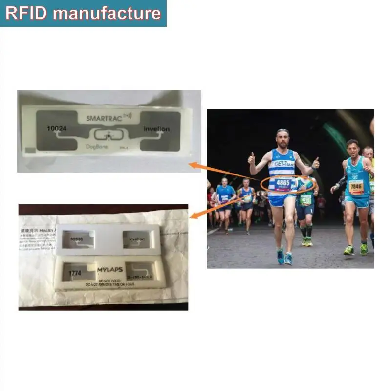 Uhf rfid тег dogbone bib чип Impinj Monza R6 Поддерживается Упаковка в рулонах Толщина 2-3 мм для