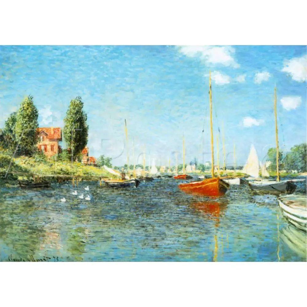 High quality Claude Monet modern art Red Boats at Argenteuil, c. Oil paintings reproduction hand painted High quality Claude Monet modern art Red Boats at Argenteuil, c. Oil paintings reproduction hand painted