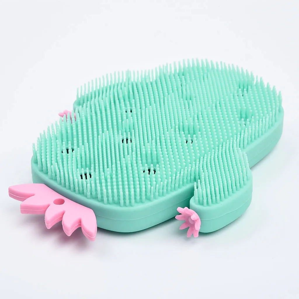 Прекрасный кактус силиконовая Массажная щетка для ванны для лица и тела Скраб инструмент# NN528