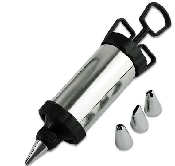 Free shipping Metal Cake Cupcake Decorating Icing Piping Syringe Gun 4