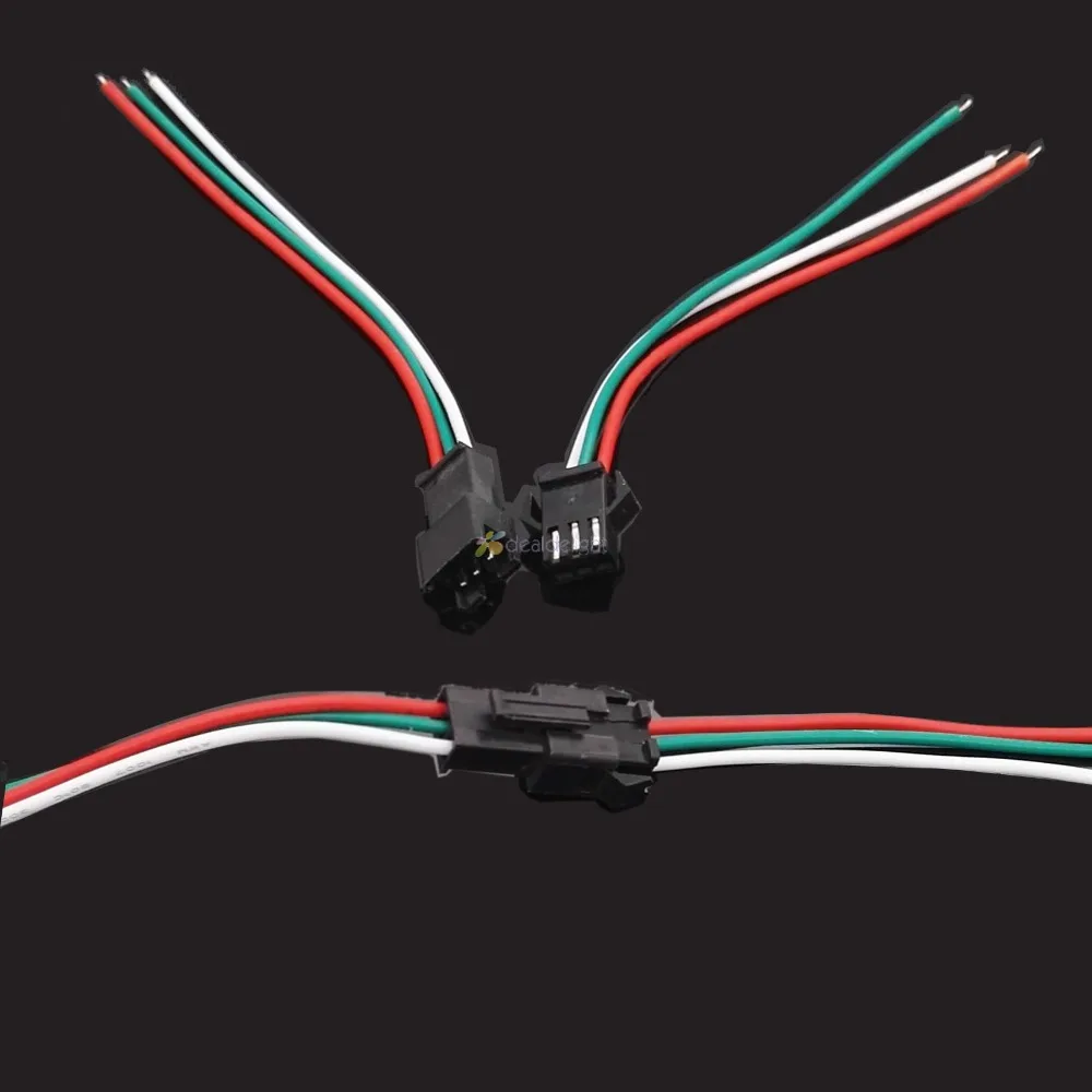 10 Pair 3pin JST Connector Male &amp Female Cable Wire for WS2811 WS2812B RGB LED Strip Free shipping | Обустройство дома