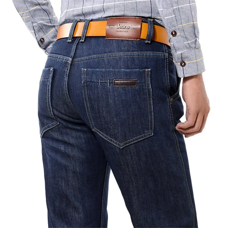 Brand New mens Fleece Lined jeans,Fashion Warm jeans Autumn Winter Men Jeans Pants Feet Slim Male pantalones vaqueros hombre