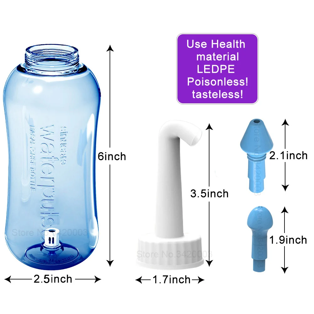 Водный пульс, портативный очиститель для носовой краску, емкость 300 мл, бутылка для мытья носа, для орошения, для облегчения аллергии, краску Neti, горшок для взрослых и детей