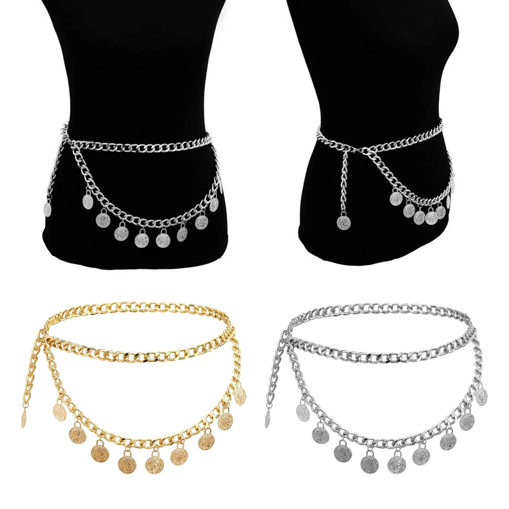 MagiDeal Elegant Lady Bohemian Coins Tassel Chain Wedding Gypsy Waist Belt Body Chain Jewelry