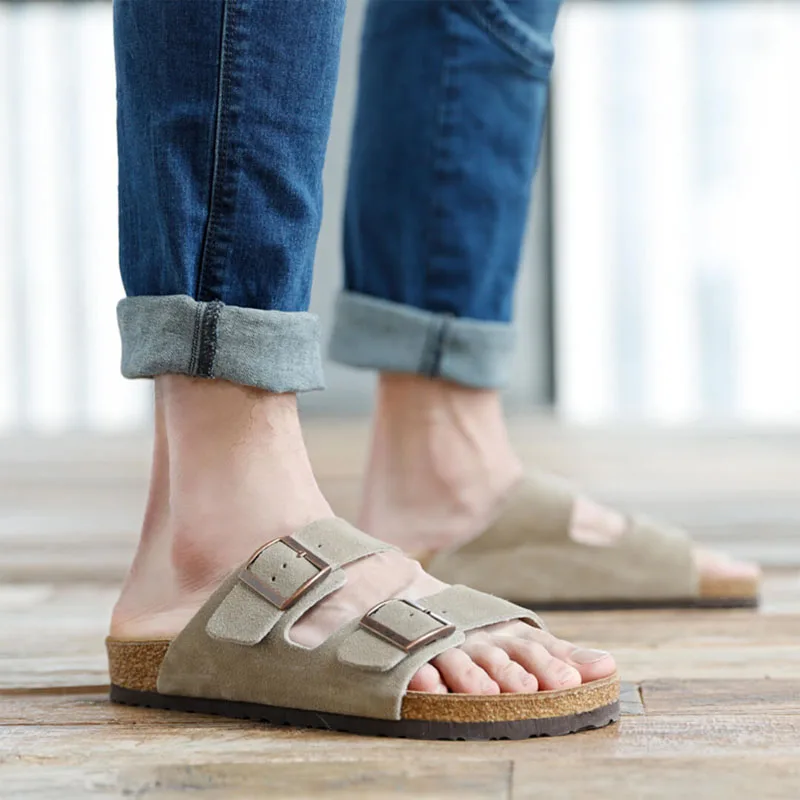  Original Xiaomi Aishoes Summer wild suede cork sandals Non-slip wear Cork slippers Leather beach sh