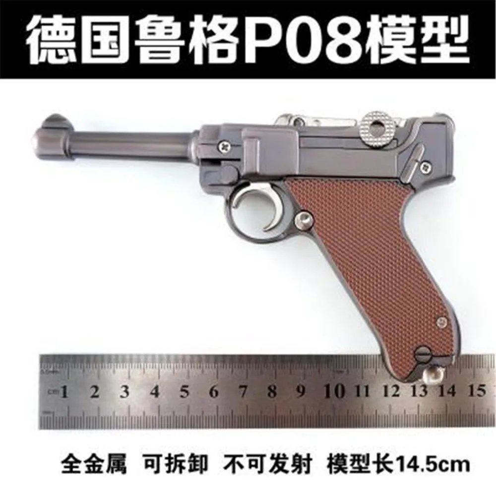 

Toy guns for battle Game Model Germany Lugluger P08 1:2.05 all metal detachable simulation pistol model can not be launched