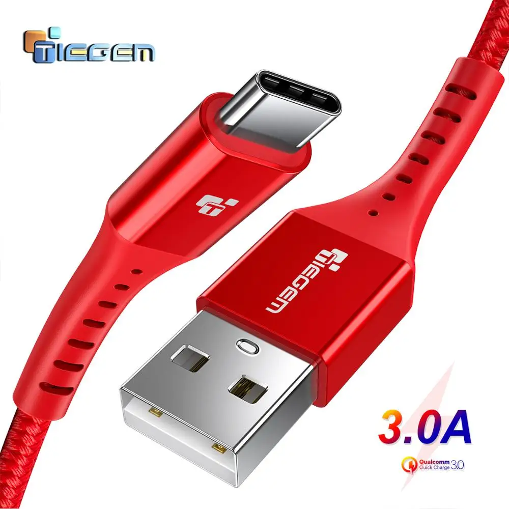 TIEGEM usb type-C кабель для samsung S9 S8 Быстрая зарядка type-C мобильный телефон зарядный провод USB C кабель для Xiaomi mi9 Redmi note 7