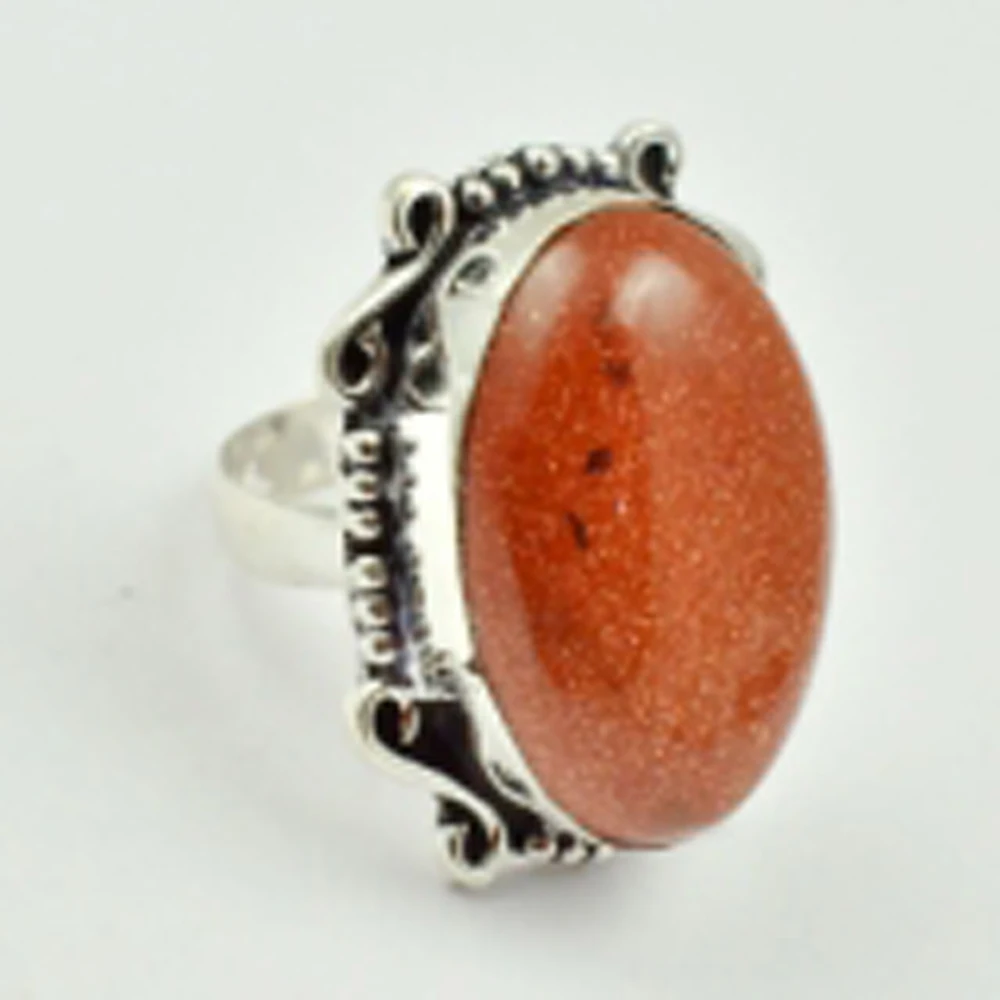 Серебряное кольцо Sun Stone накладное из меди размер США 7 5 R3034 | Украшения и