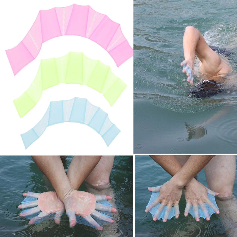 Авто унисекс 1 пара силиконовые перчатки для плавания для дайвинга половинчатые плавники для рук Детские тренировочные перчатки для плавания для взрослых