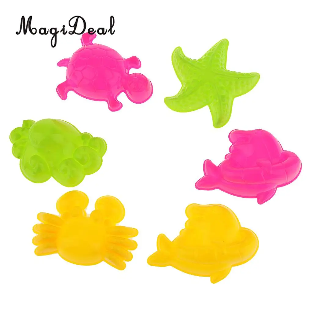 MagiDeal 6Pcs/Lot Sea Animal Sandcastle Sand Clay Mold Beach Park Indoor Kids Baby Children Educational Toy Random Color