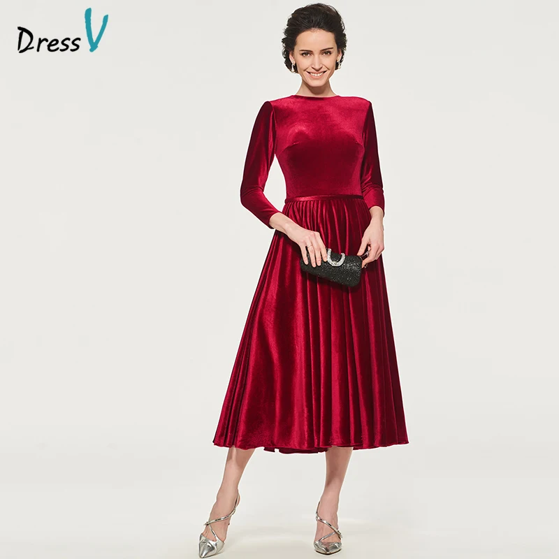 Buy Dressv Red Mother Of The Bride Dress Scoop Neck A Line Three Quarter