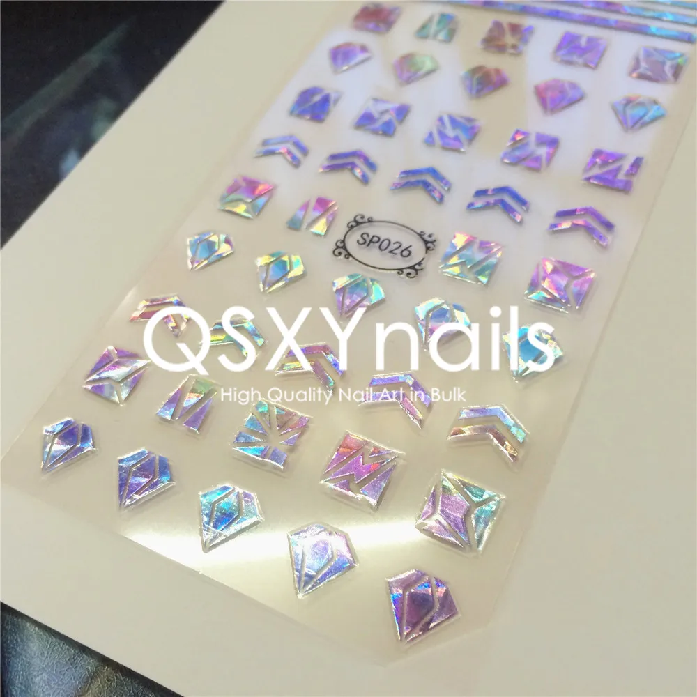 

WHOLESALE 50pcs Laser Sticker 3D Nail Art Sticker Geometry Leopard Stripe Design Adhesive Sticker Decals for Manicure Decoration