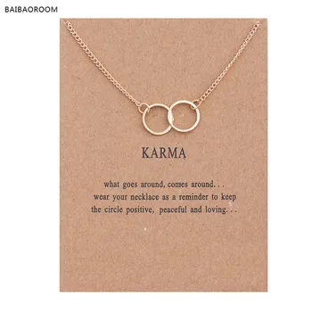 

12pcs New Gold-color Karma Double Circle Alloy Chocker Pendant Short Necklace