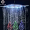 Black Rainfall Shower Head LED Light 16