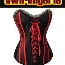 Сексуальный винтажный стимпанк корсет, взрослый женский черно-красный дизайнерский корсет Размер s, M, L, XL, XXL и Прямая