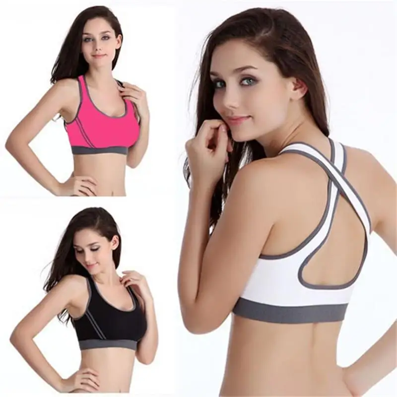 

Registered Free Shipping Woman Fitness Running Yoga Racerback Sexy Sports Bra Padded Underwear Tennis Vest 3 colour A076