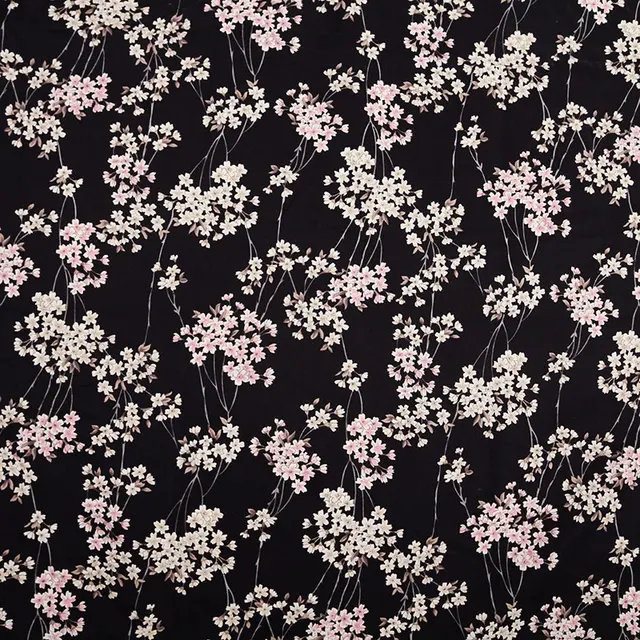 Hlqon 100 Cotton Sa Stretch Cherry Blossoms Black Fabric For Hlqon 100 Cotton Sa Stretch Cherry Blossoms Black Fabric For Sewing Women Clothing Upholstery Tissue