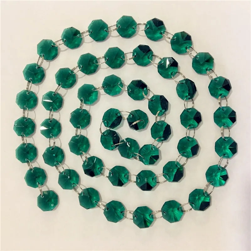 

14mm 5 Meters Zircon Green Crystal Glass Octagon Crystal Beads Cute Beads For Home Decoration