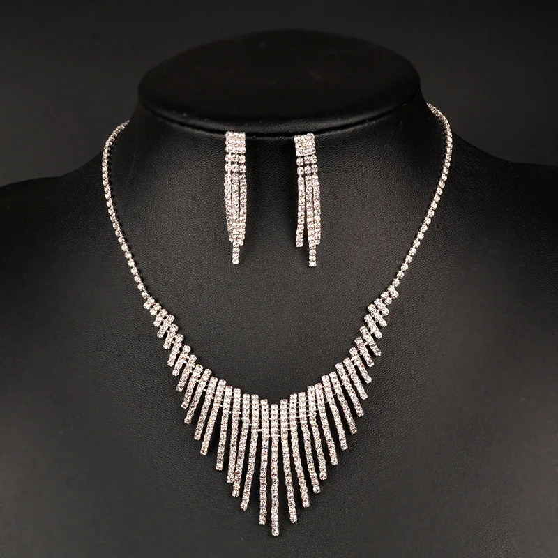 Jewelry & Accessories,Fashion Jewelry Sets. Bridal jewelry, Wedding jewelry, Zircon necklace earrings set
