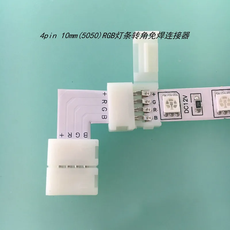 ALLiSHOP 4 pin 10 мм Светодиодные полосы клип + светодиодные разъем L форма для 5050 5630