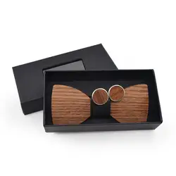 Уникальный Дизайн взрыв моды для взрослых Для Мужчин's Бизнес черный орех галстук-бабочка комплект импортного производства древесины