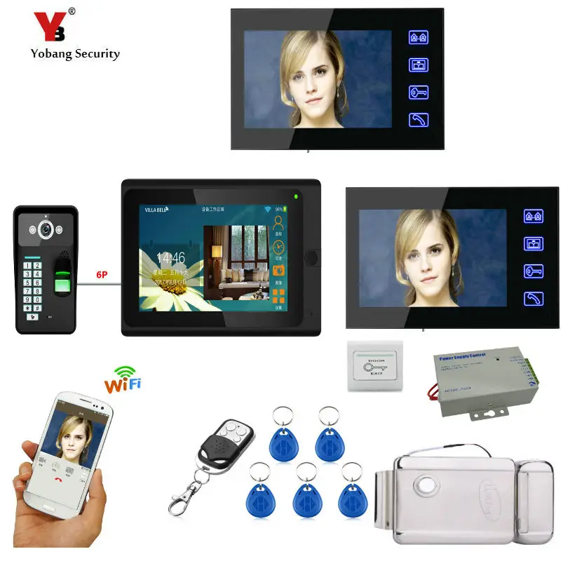 Yobang Security 7\ 3 Monitors Wired /Wireless Wifi Video Door Phone Doorbell Intercom System with Fingerprint RFID Password Cam Yobang Security 7\ 3 Monitors Wired /Wireless Wifi Video Door Phone Doorbell Intercom System with Fingerprint RFID Password Cam