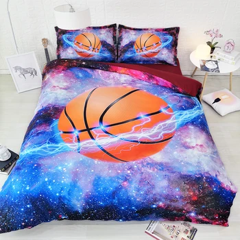 

JF-557 Cool basketball and galaxy bed set 4pcs 3d sports bedding for teens boys seniors full queen king duvet cover sets kids