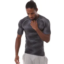 Горячие мужские спортивные фитнес бодибилдинг тренажерный зал Футболка мужское компрессионное трико Бег Баскетбол Кроссфит под футболкой Топы 568
