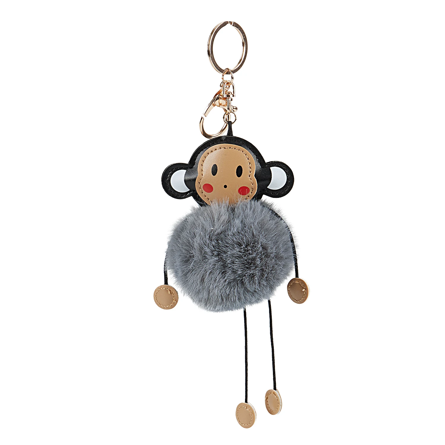 Cute Monkey Fluffy Key Chain Keyring Purse Bag Pendant Decor Accessory
