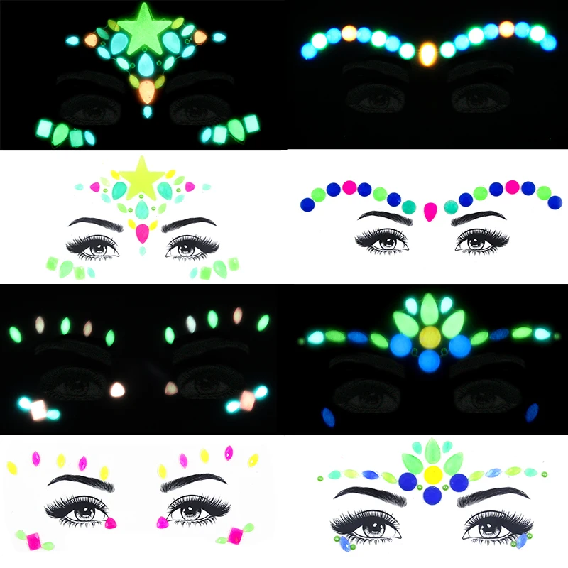 

GYP 2019 NEW Face Crystal Stickers Luminous Gems Make Up Adhesive Temporary Tattoo Body Art Gems Stickers