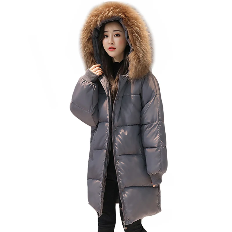 2018 New yellow Winter Jacket Women Parka Fake Fur Collar Down Wadded Female outerwear Cotton-Padded Jackets Women Winter Coat