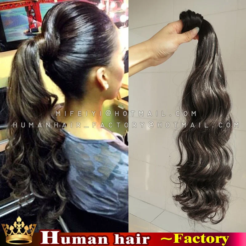 

100% Human real Hair curly ponytail extensions hairpieces Brazilian virgin natural hair wrap around ponytail rosa hair products