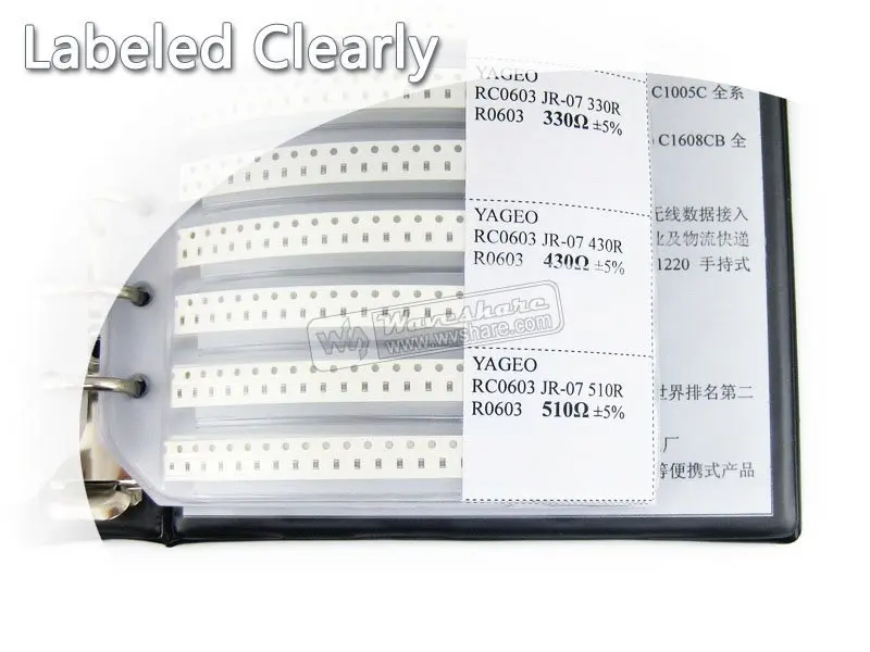RC0603 0603 Series YAGEO Resistor 3025pcs 0603 Series muRata Capacitor 700pcs Electronic Components Sample Book