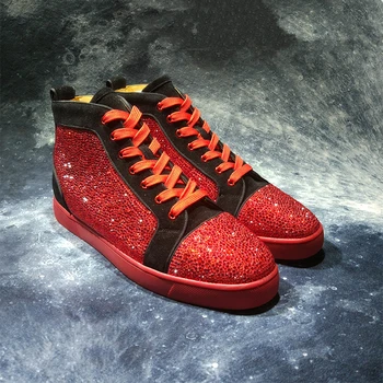 

Luxury Brand Crystal Shark Sneakers Men Knit Upper Breathable Shoes Chunky Shoes High Top Casual Shoes For Men zapatos de mujer