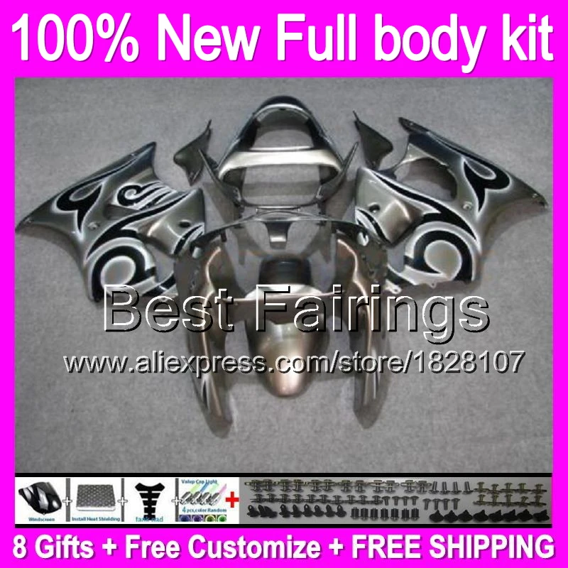 

Fairing black flames For KAWASAKI ZZR 600 05 06 07 08 636 ZZR600 5B82 black silver ZZR-600 NINJA 2005 2006 2007 2008 +decals
