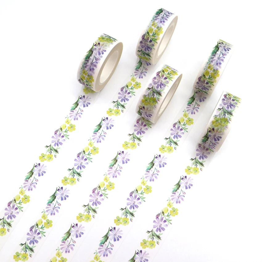 

1 PCS Creative Flower Washi Tape DIY Decorative Tape Color Paper Office Adhesive Stationery Masking Tape Sticker 15mm*10m