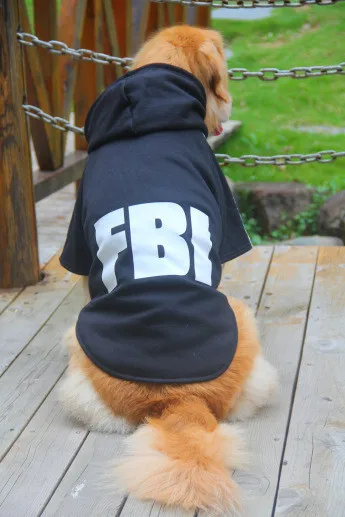 Куртка AHUAPET dog fbi, одежда для собак adidog, костюм в стиле fbi, зимняя теплая одежда для больших собак, одежда для бульдога F - Цвет: Black