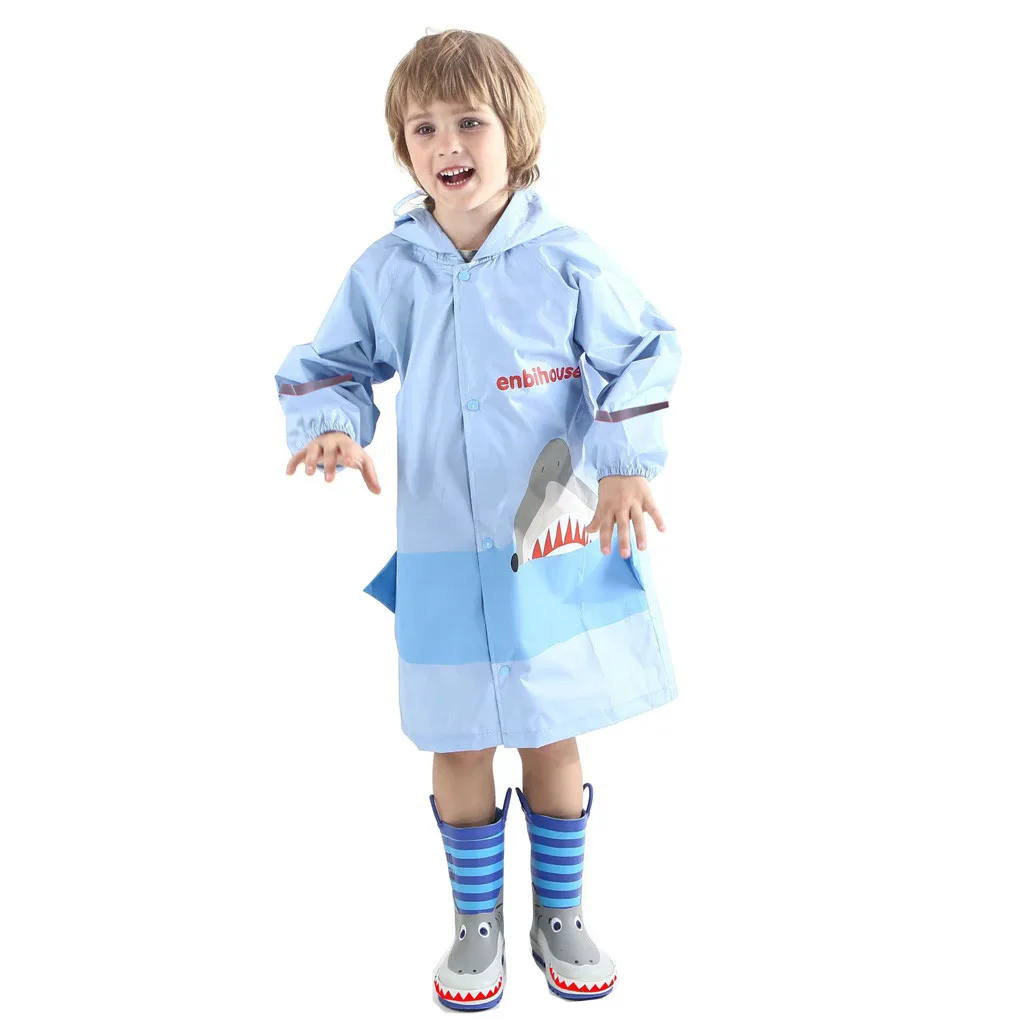 Пальто унисекс детский дождевик для девочек и мальчиков дождевик модная Милая легкая дождевик с изображением акулы