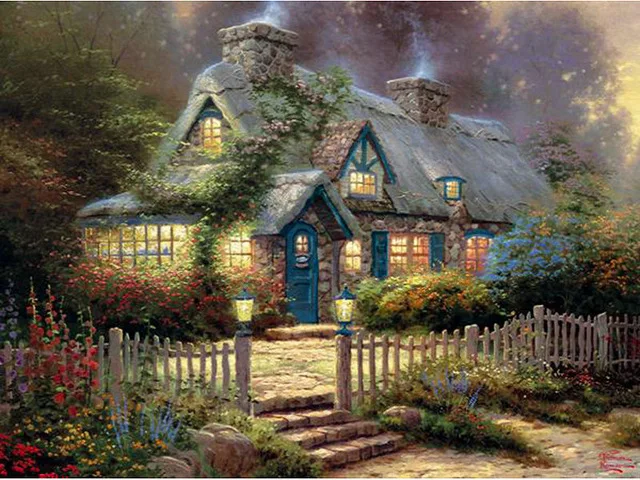 Goede Handwerken DIY Diamant Schilderij landschap tuin huis pictogrammen borduurwerk patroon Kamer Versieren Rijn steen Moza iuml;ek Foto