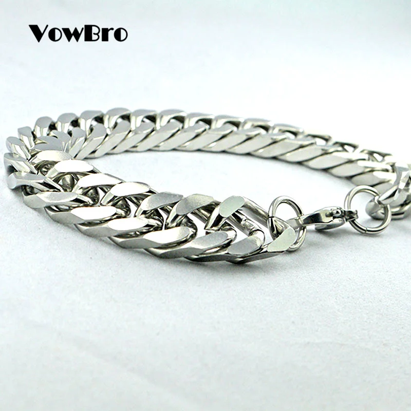 VowBro Для мужчин браслеты серебро 4 цвета/5/6/7 мм Нержавеющая сталь браслет мужской аксессуар в стиле «хип-хоп» рок-вечеринка украшения