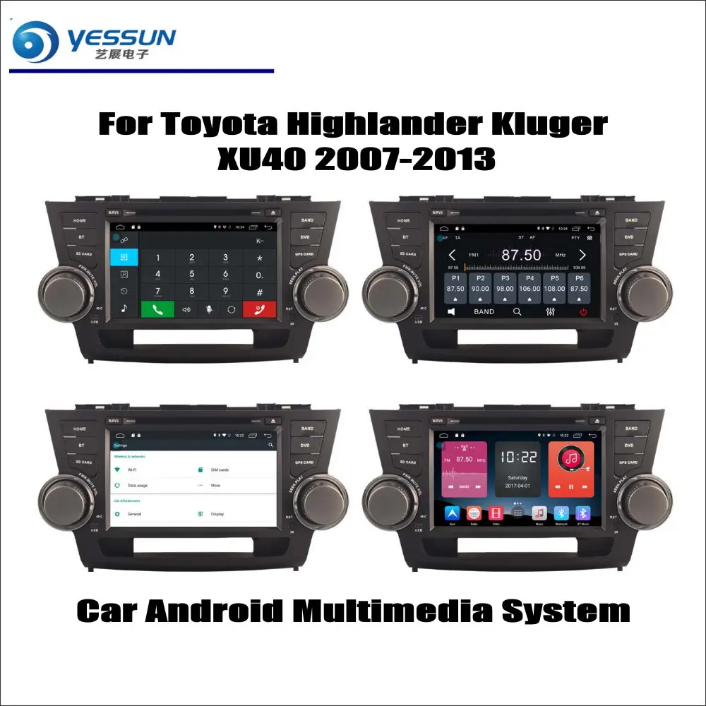 

For Toyota Highlander Kluger XU40 2007-2013 Car Radio CD DVD Player GPS Navigation Android System HD 8" Screen Multimedia