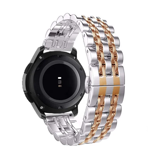 22 мм ремешок из нержавеющей стали для samsung gear S3 Frontier galaxy watch 46 мм huawei watch gt 2 band amazfit GTR 47 мм браслет - Цвет ремешка: silver-rose gold