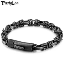 Прохладный звено цепи Для мужчин браслет мужской черный S. Сталь Для мужчин s Браслеты Винтаж дружбы Нержавеющая сталь ювелирные изделия, аксессуары ручной работы; Новинка