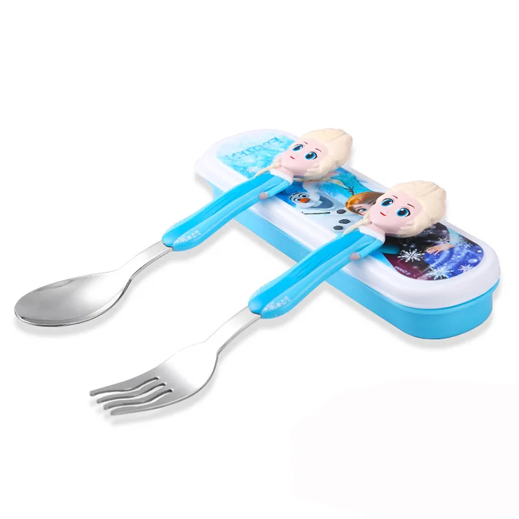 Disney 2 шт./компл. посуда для кормления детей детские столовые приборы детская ложка милая вещь Эльза стежка Белоснежка молния - Цвет: Elsa