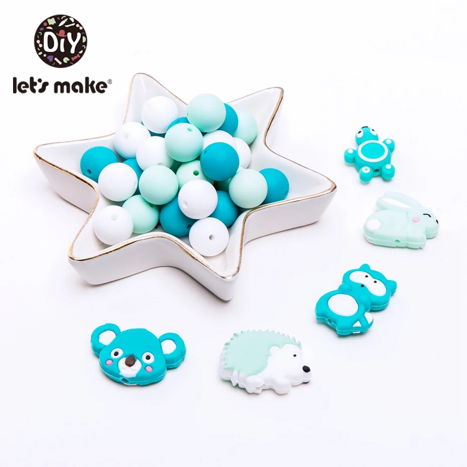 

Let's Make 1set Cartoon Animal Silicone Beads Diy Baby Rattles Necklace Accessories Bpa Free Silicone Teether Baby Teether