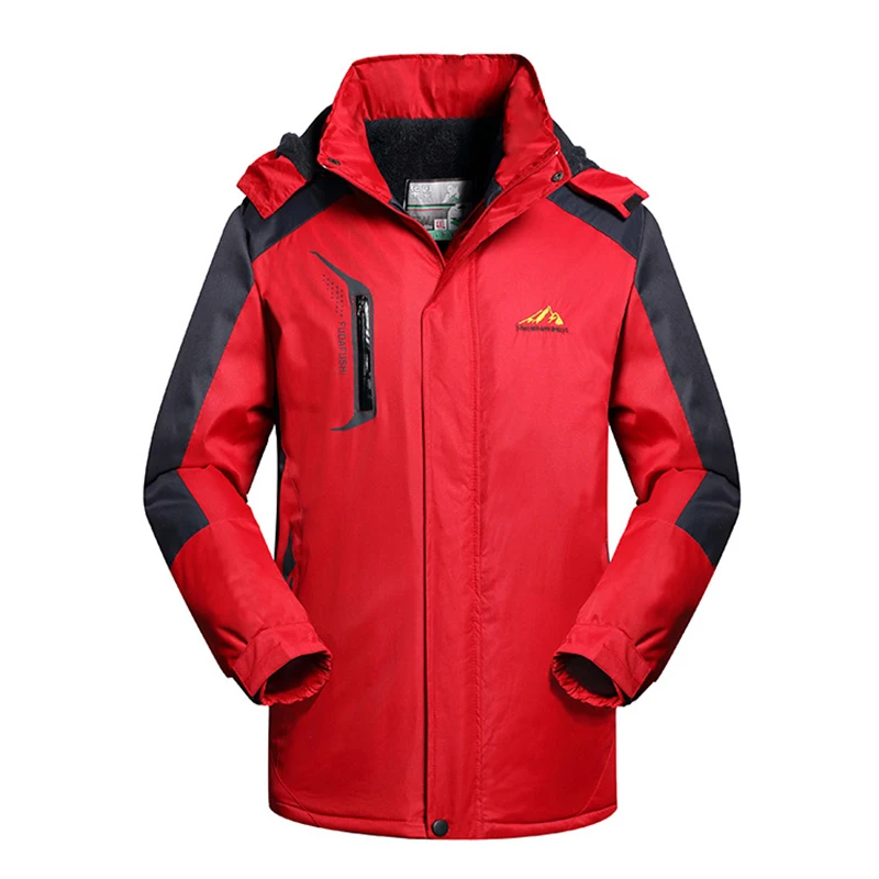 Yuerlian Men's Plus Velvet Padded Waterproof Mountaineering Clothes Winter Jacket Outdoor Fleece